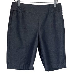 Chicos So Slimming Brigette Bermuda Shorts Dark Wash Chambray Womens O/4 Pull On